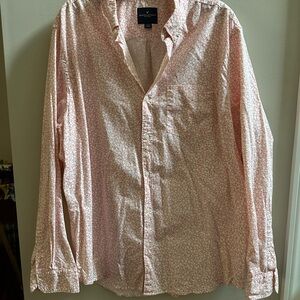 American Eagle Outfitters Pink Casual Button Down Shirt